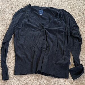 GAP Black V-Neck Button-Up Cardigan
